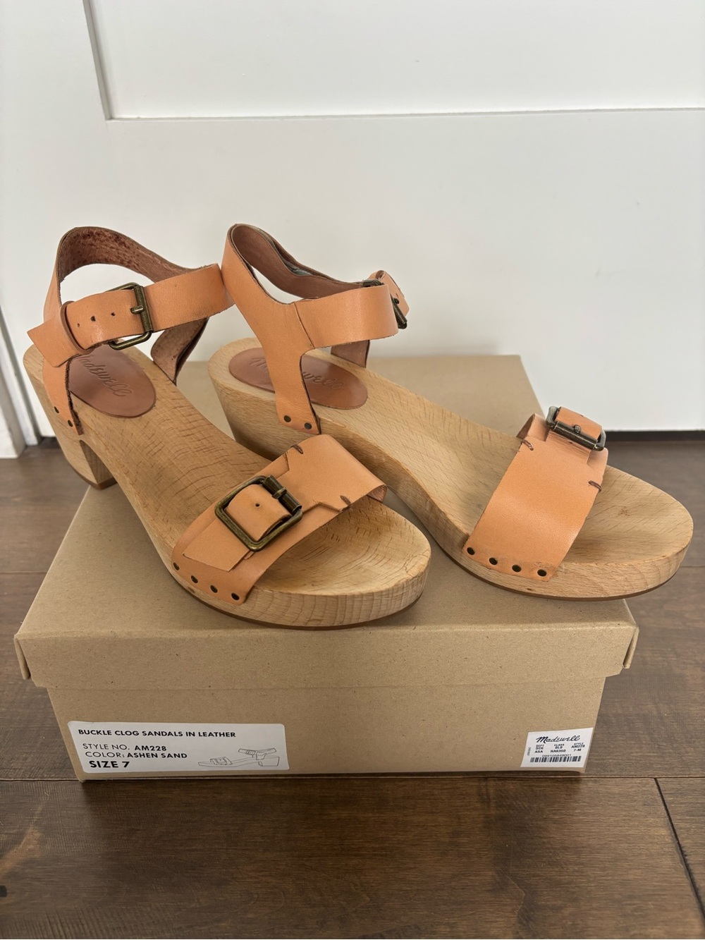 Madewell Buckle Clog Leather Sandals, 7